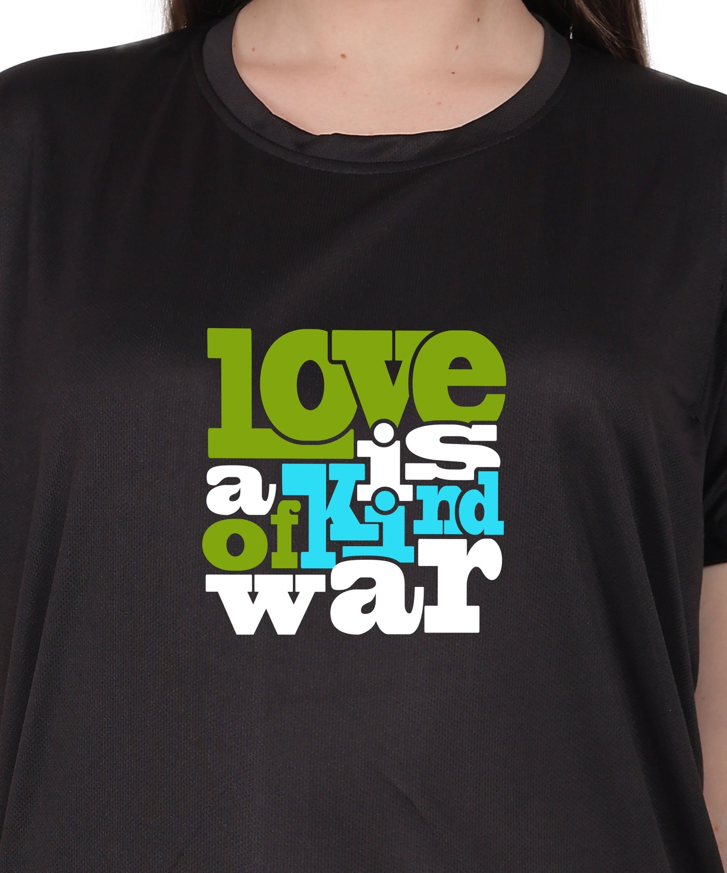 Love is a Kind of War Graphic T-Shirt, Black Cotton Blend, Short Sleeve Crew Neck, Regular Fit