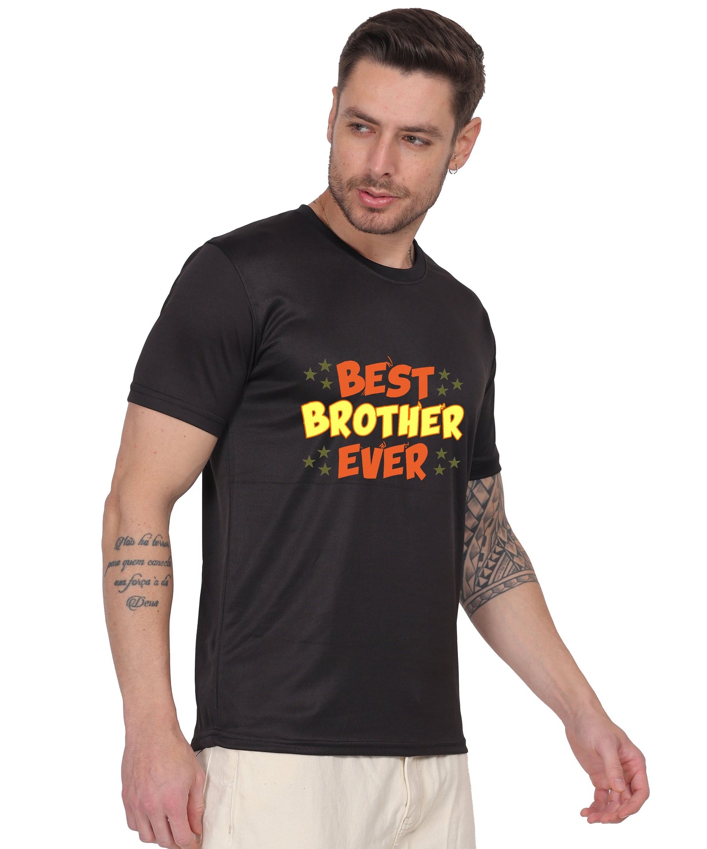 Best Brother Ever Graphic T-Shirt, Black Cotton, Crew Neck