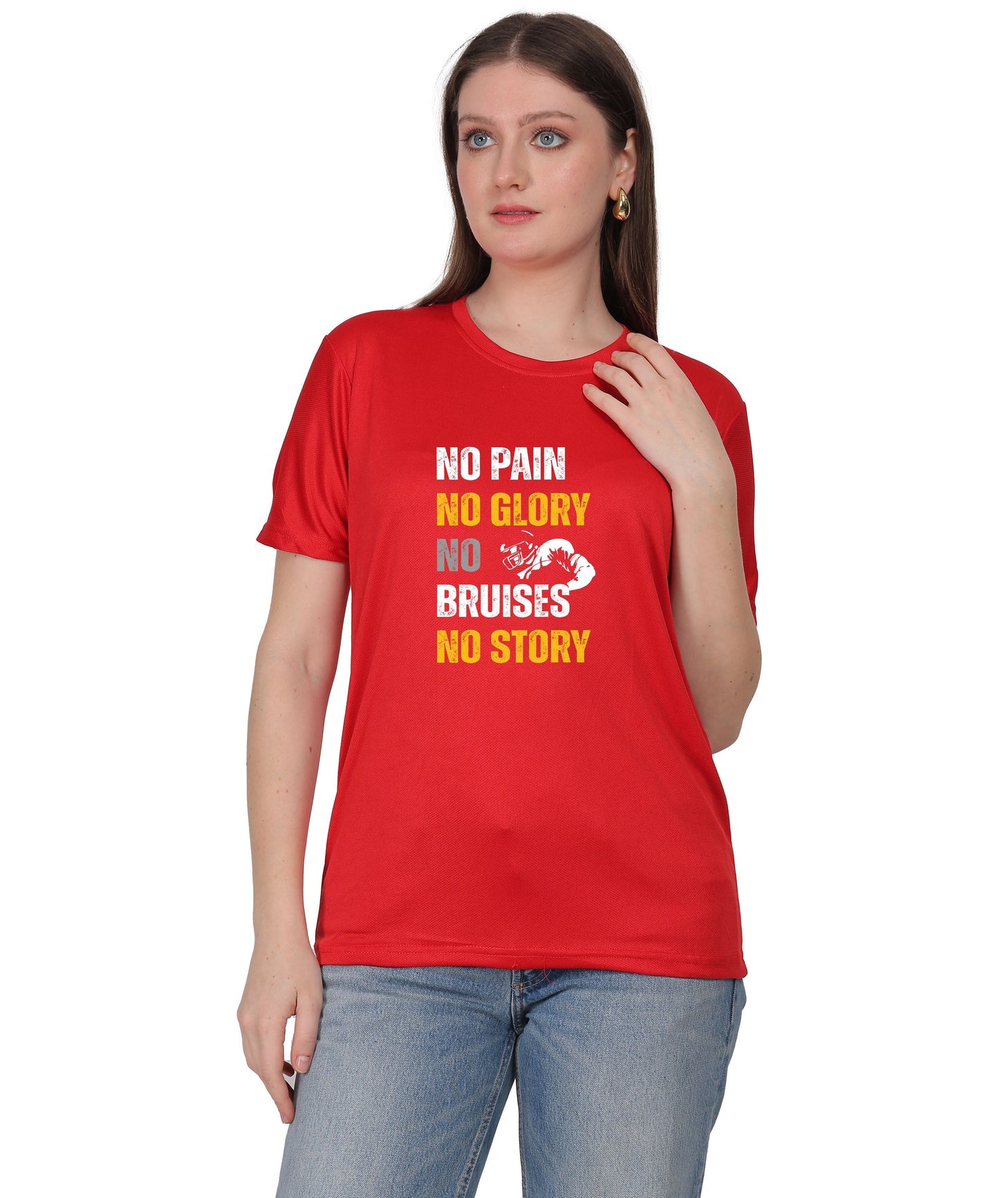 No Pain No Glory Soccer T-Shirt, Red, Short Sleeve Graphic Design, Athletic Casual Wear