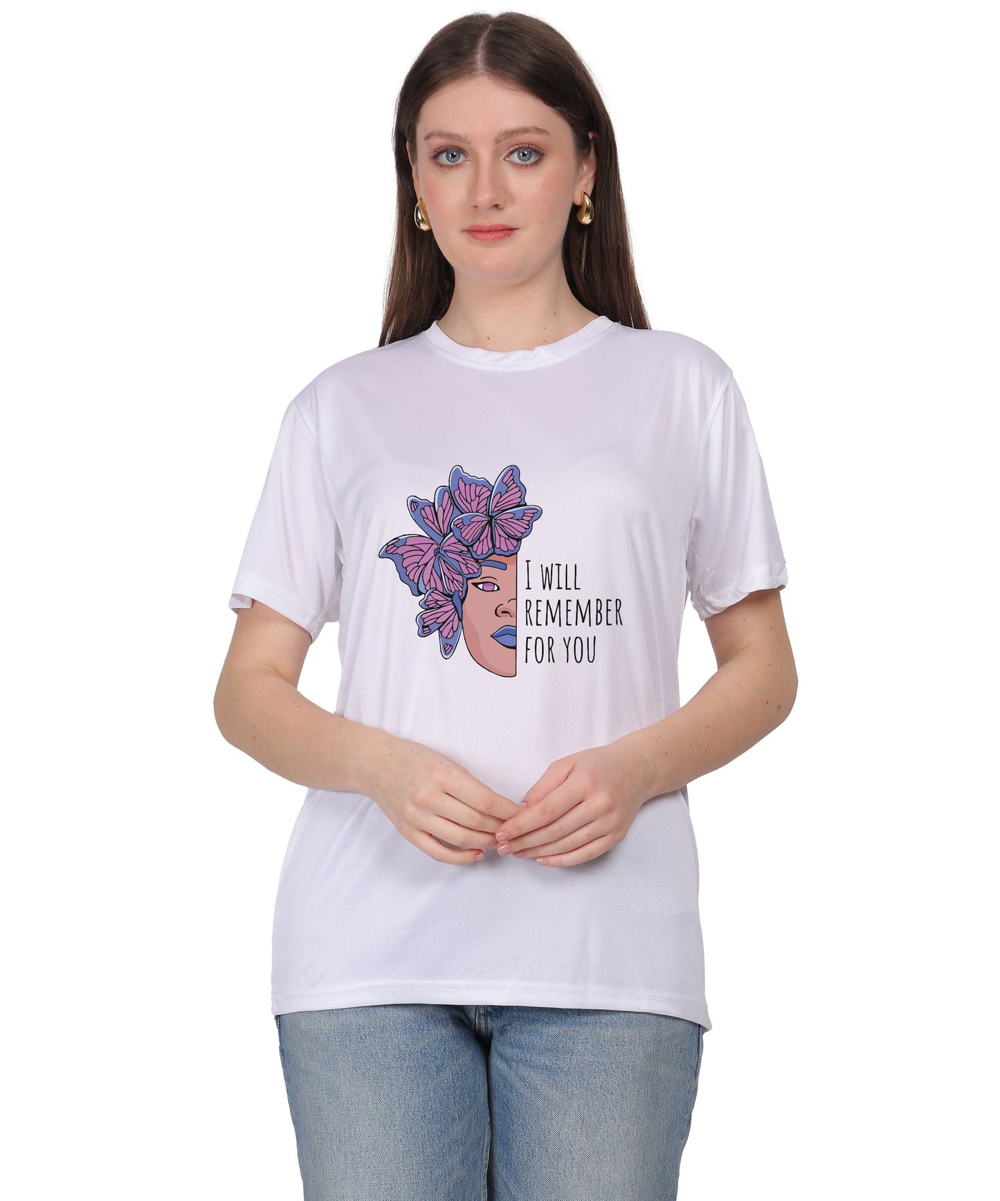 I Will Remember For You Butterfly Design T-Shirt, Black Cotton Blend, Short Sleeve Graphic Tee