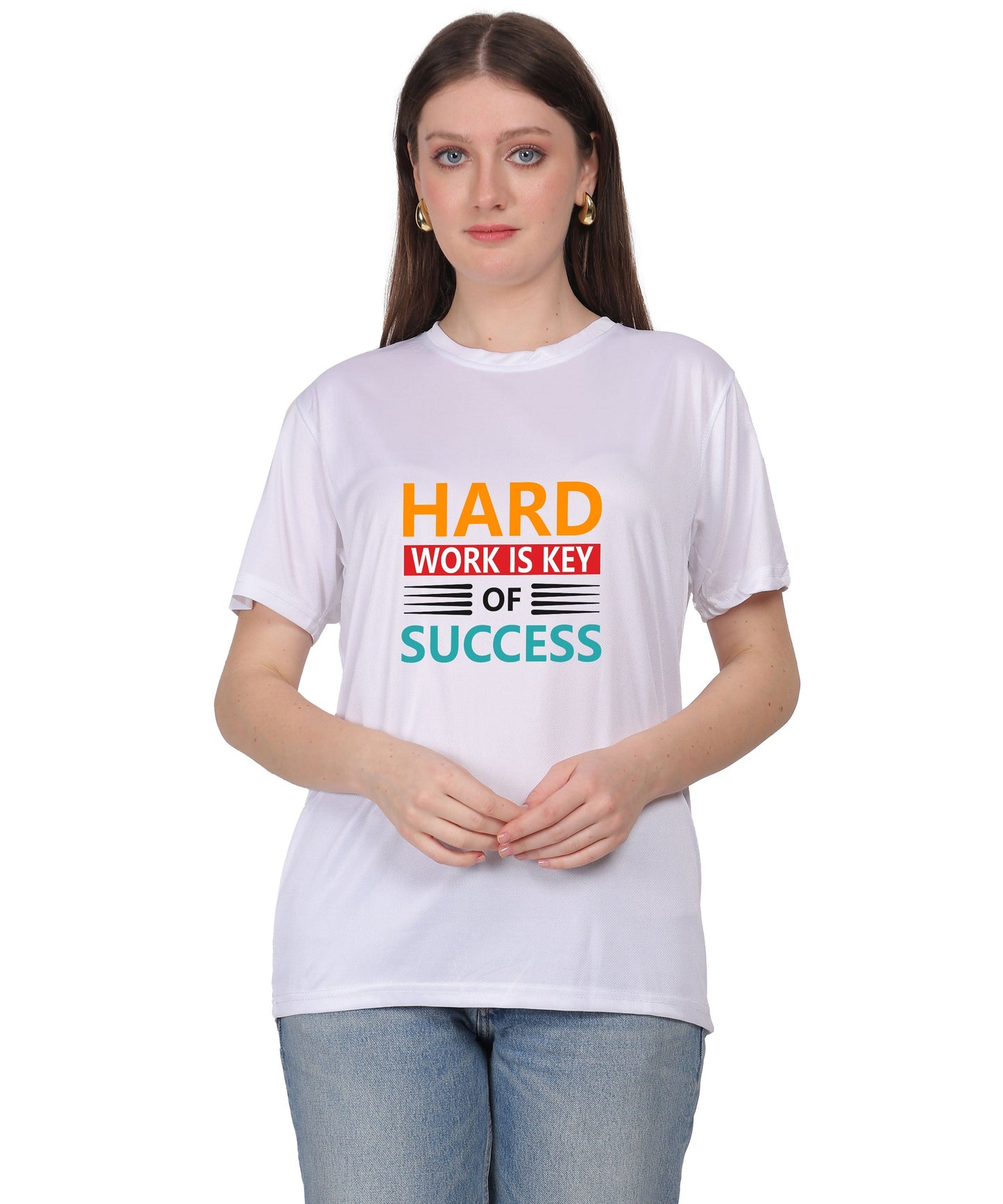 Hard Work is Key of Success Motivational Graphic T-Shirt, Black Cotton Blend, Short Sleeve, Regular Fit