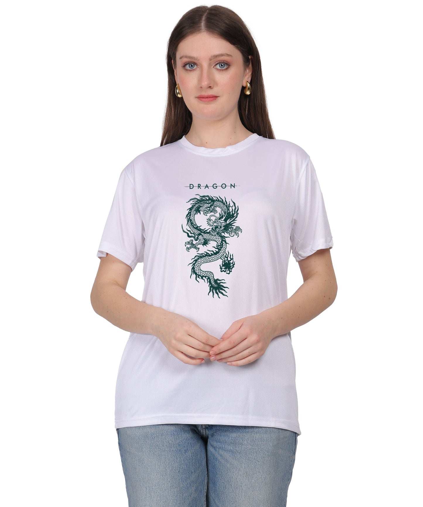 Dragon Graphic Print Cotton T-Shirt, Short Sleeve, Crew Neck, Casual Wear